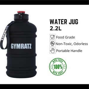 2.2L GYMRATZ FROSTED BLACK JUG - BPA FREE
